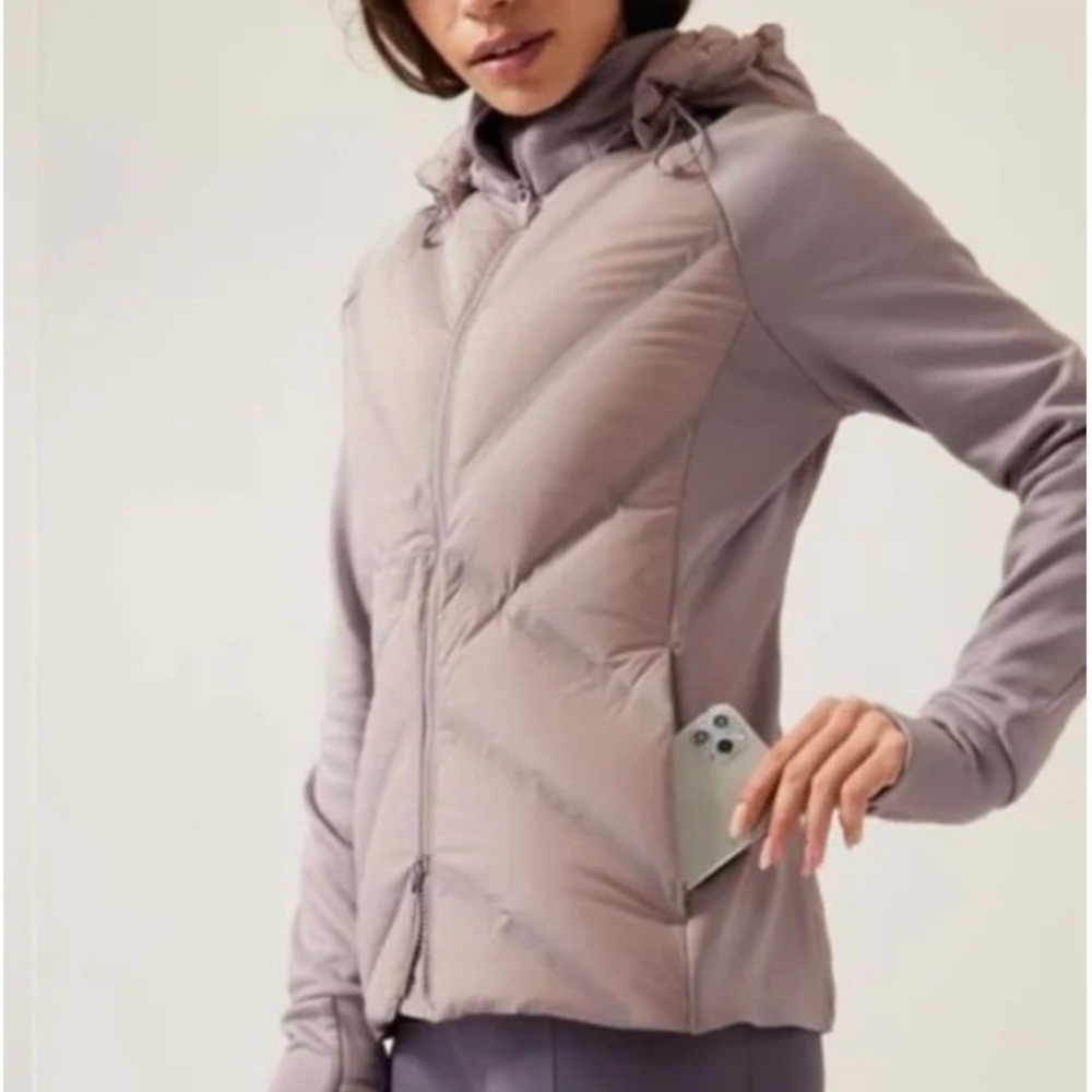 Athleta Down Hybrid Full Zip Hoodie Jacket Lavender mauve Size 3X athleisure